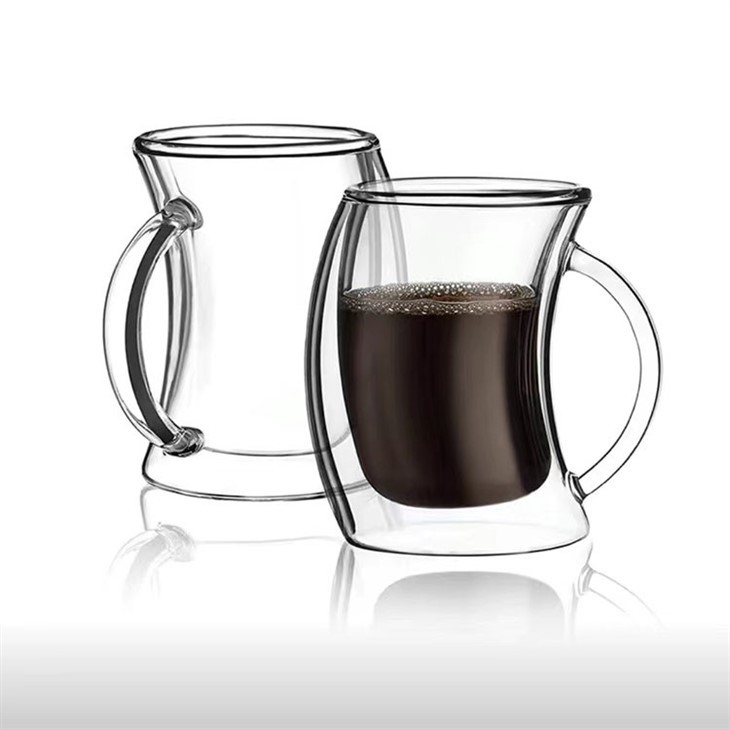 Heat Resistant Coffee Mug With Handle, Double Wall Coffee Glass, Double Wall Drinking Glass For Coffee